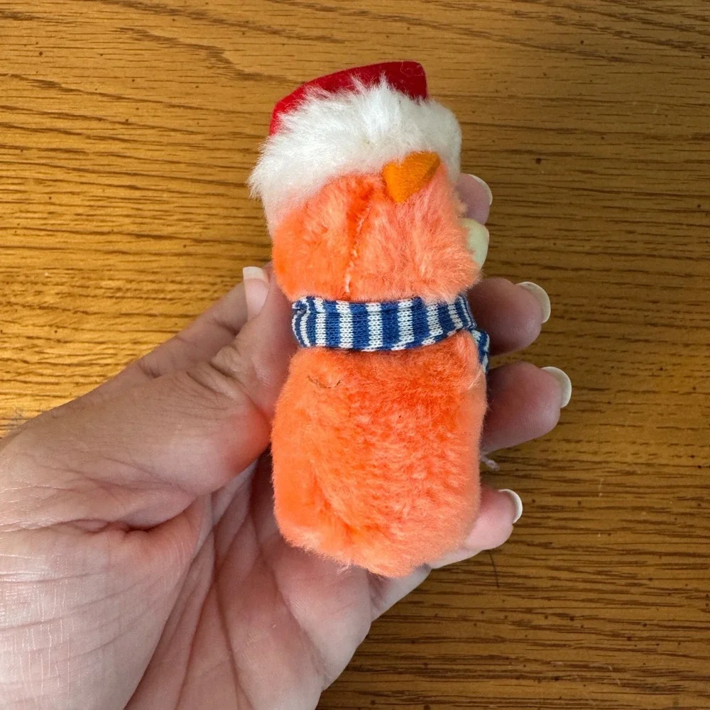 Cute Plush Christmas Carebear Orange Santa Hat Scarf Holiday Huggie Ornament‎